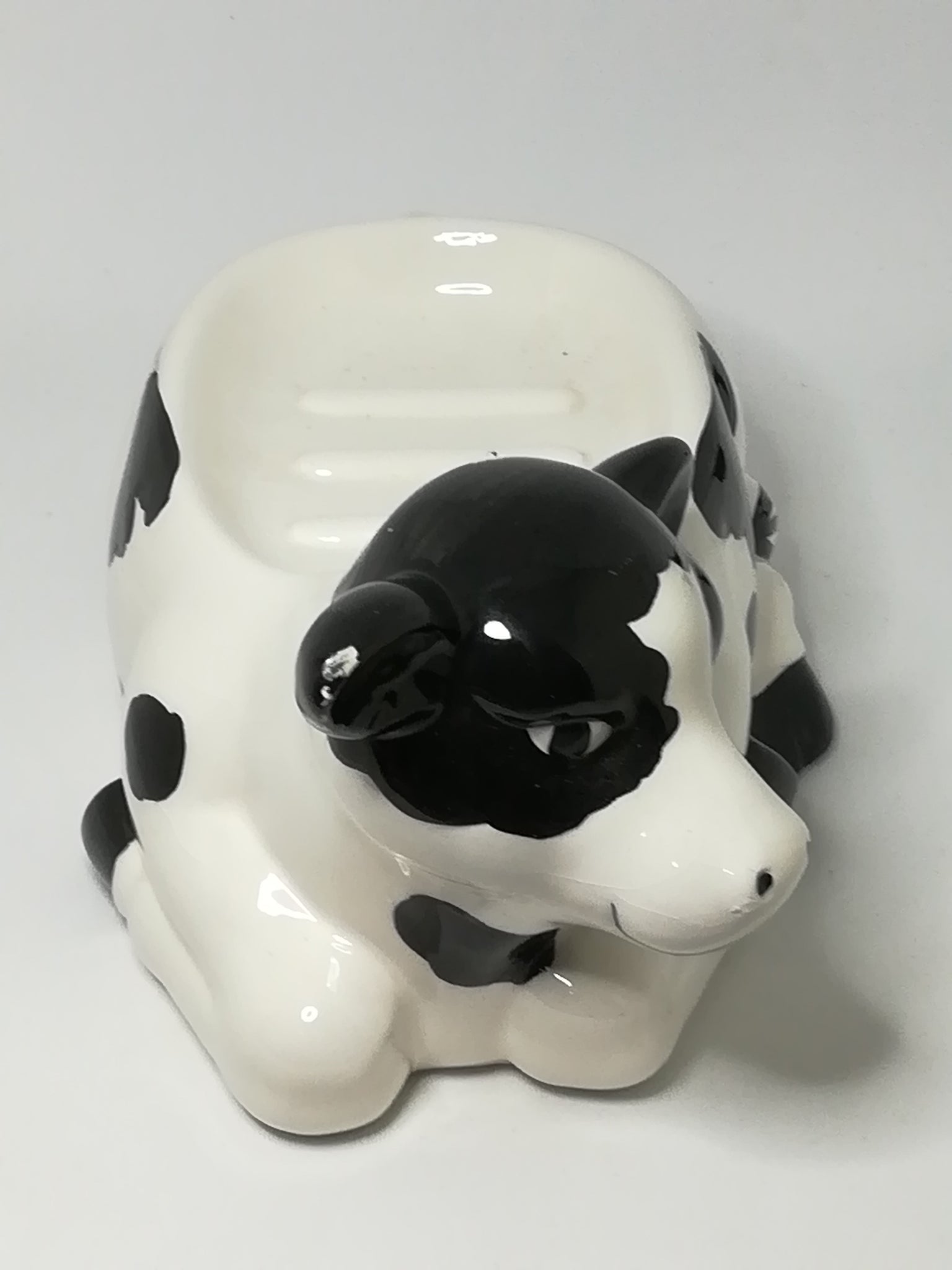 Small Black & White Ceramic Cow Soap Dish