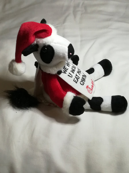 Black & White Cow Dressed in Father Christmas Suit