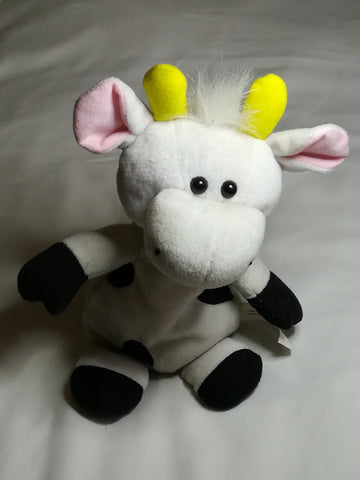 Black & White Pillow Cow with Red Ribbon