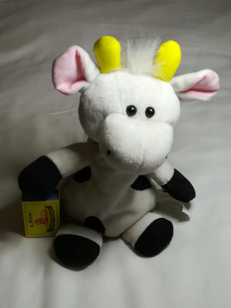 Black & White Pillow Cow with Red Ribbon