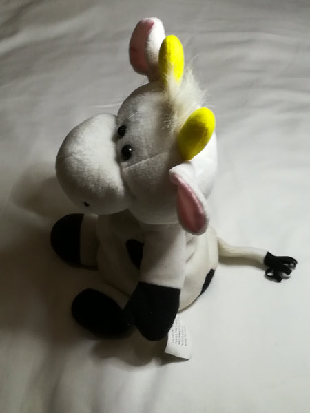 Black & White Pillow Cow with Red Ribbon
