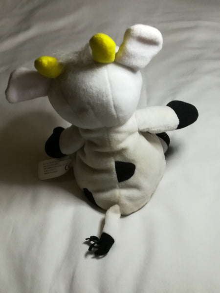 Black & White Pillow Cow with Red Ribbon