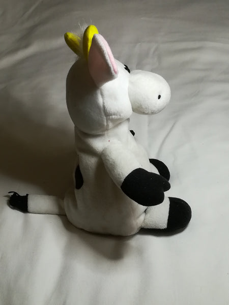 Black & White Pillow Cow with Red Ribbon