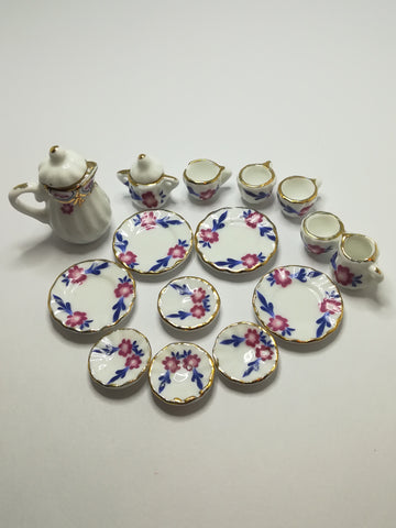 Miniature Tea Set Floral for 4 (Miniature, suitable for printer's tray)