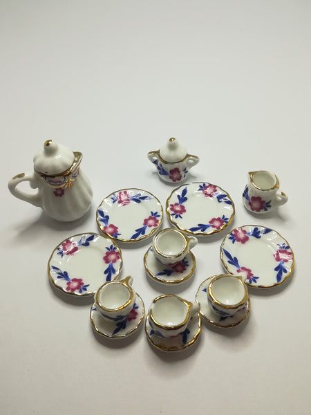 Miniature Tea Set Floral for 4 (Miniature, suitable for printer's tray)