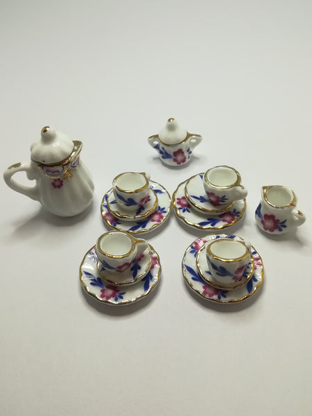 Miniature Tea Set Floral for 4 (Miniature, suitable for printer's tray)