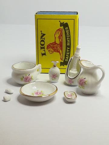 Miniature Bathroom Set (Miniature, suitable for printer's tray) Floral Pink