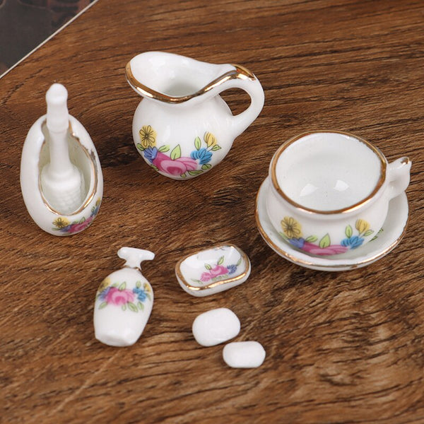 Miniature Bathroom Set (Miniature, suitable for printer's tray) Floral Multicoloured