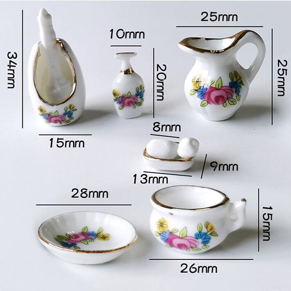 Miniature Bathroom Set (Miniature, suitable for printer's tray) Floral Multicoloured