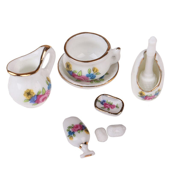 Miniature Bathroom Set (Miniature, suitable for printer's tray) Floral Multicoloured