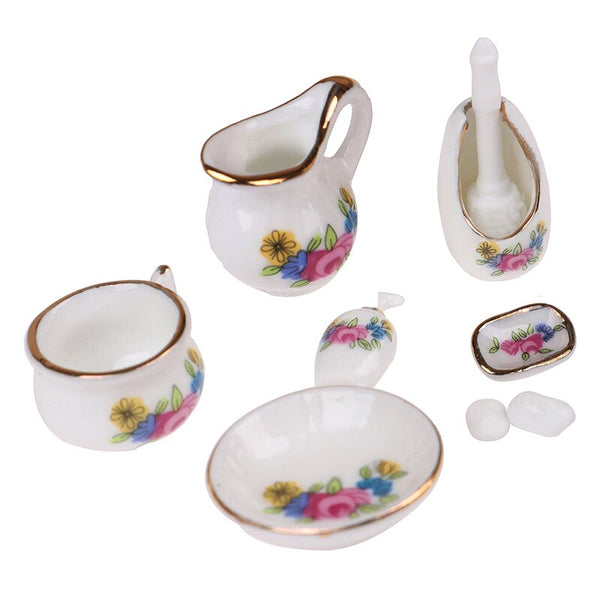 Miniature Bathroom Set (Miniature, suitable for printer's tray) Floral Multicoloured