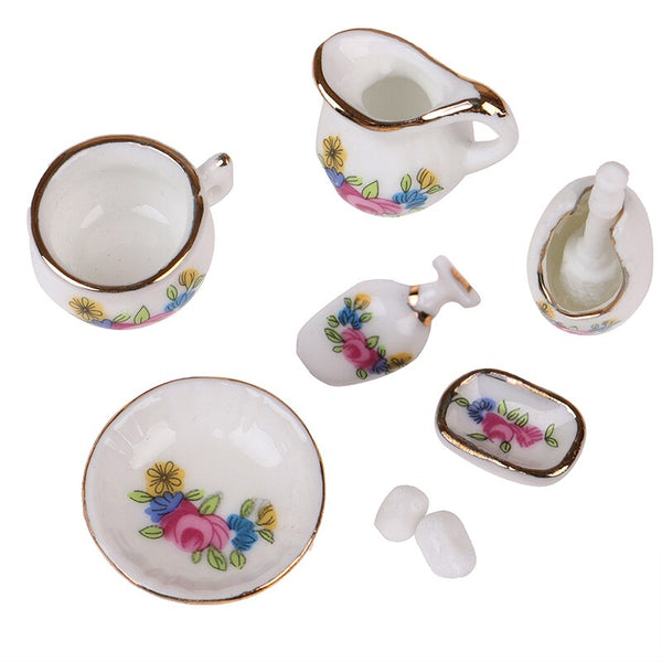 Miniature Bathroom Set (Miniature, suitable for printer's tray) Floral Multicoloured