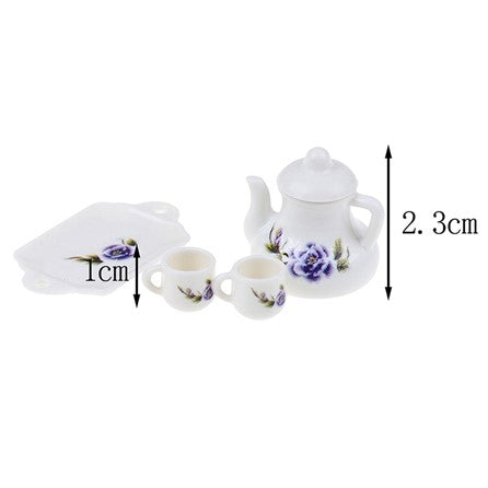 Miniature Tea Set - Purple Floral (Miniature, suitable for printer's tray)