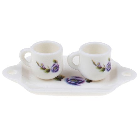 Miniature Tea Set - Purple Floral (Miniature, suitable for printer's tray)