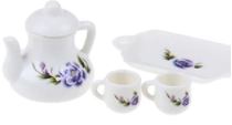 Miniature Tea Set - Purple Floral (Miniature, suitable for printer's tray)