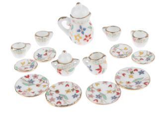 Miniature Tea Set (Miniature, suitable for printer's tray) Multicoloured Floral' Style