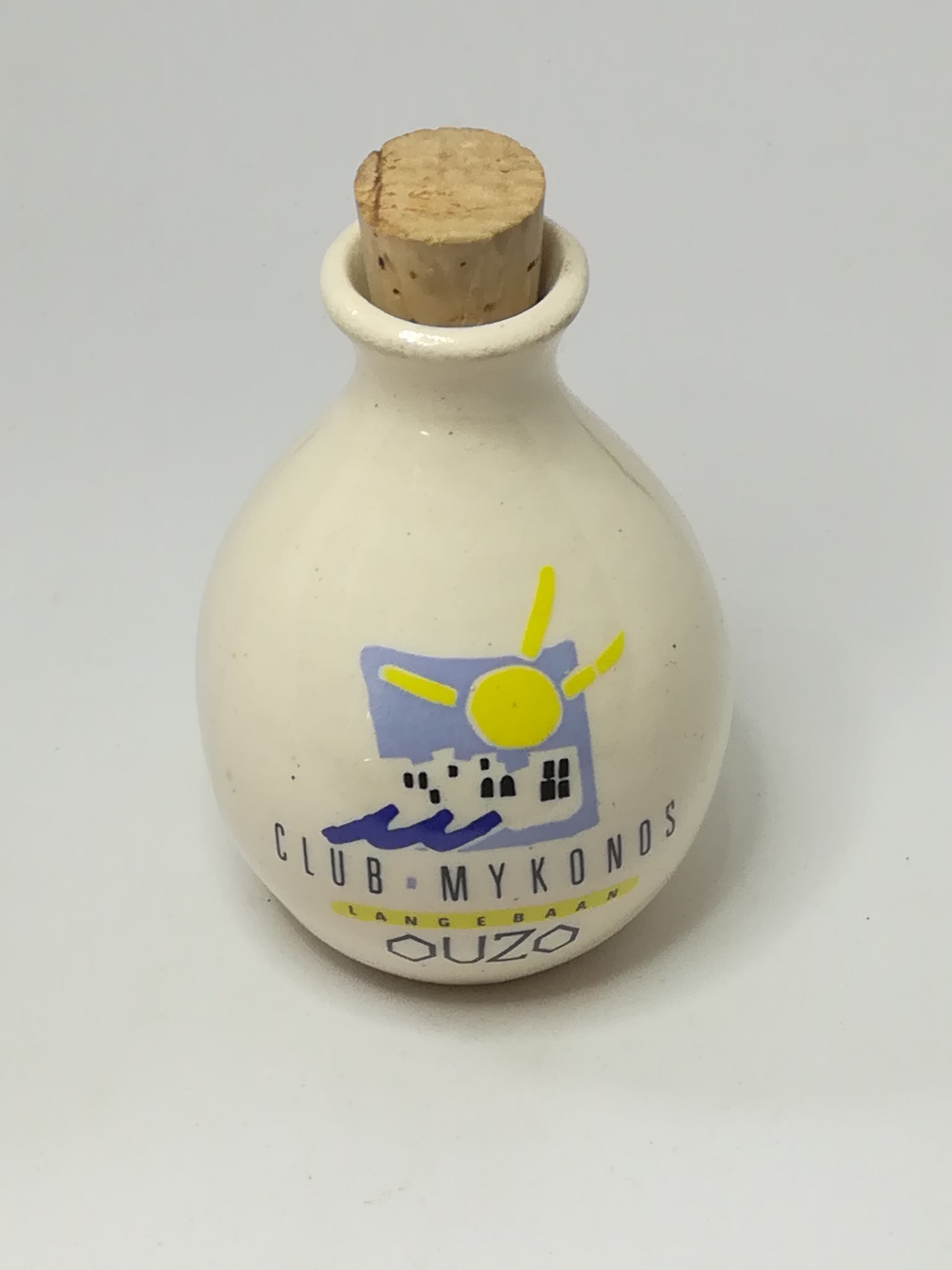 Small Ceramic 'Club Mykonos' Bottle & Cork