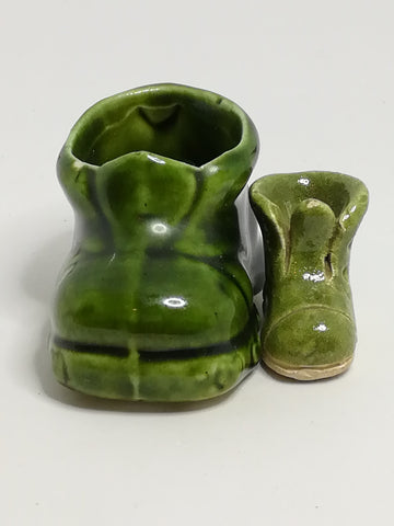 Miniature Green Ceramic Boots (Mismatched) (Miniature, suitable for printer's tray)