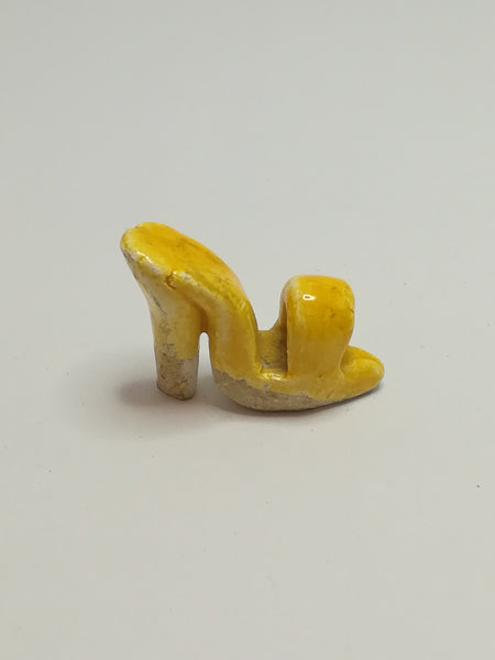 Miniature Single Yellow Ceramic High Heel Open Toe Shoes (Miniature, suitable for printer's tray)