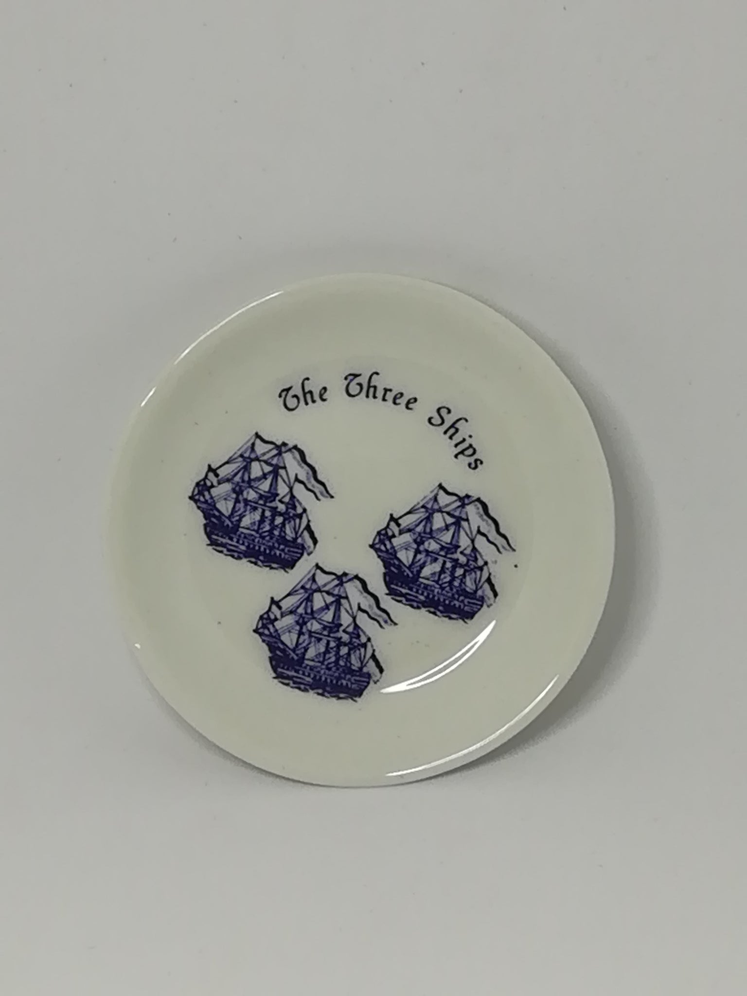 Miniature White Plate Blue Painting (The Three Ships) (Miniature, suitable for printer's tray)