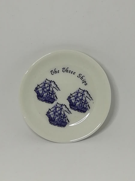 Miniature White Plate Blue Painting (The Three Ships) (Miniature, suitable for printer's tray)