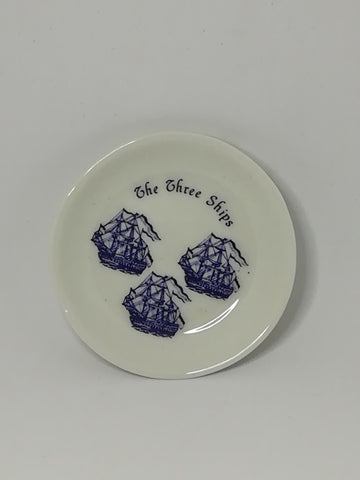 Miniature White Plate Blue Painting (The Three Ships) (Miniature, suitable for printer's tray)