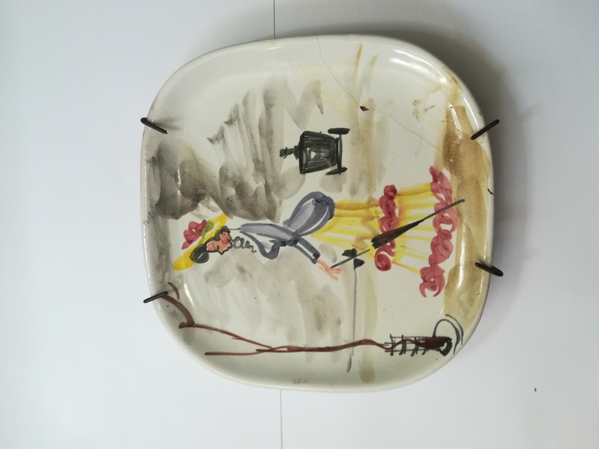 Ceramic White Italian Plate Painting (Balboa Hand-Painted Italy)