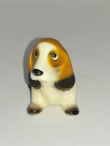 Miniature Ceramic White, Black & Brown 'Beagle Hound' Dog - Style 2 (Miniature, suitable for printer's tray)