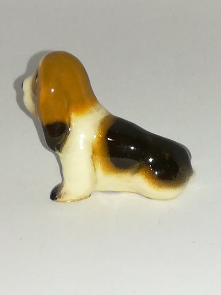 Miniature Ceramic White, Black & Brown 'Beagle Hound' Dog - Style 2 (Miniature, suitable for printer's tray)