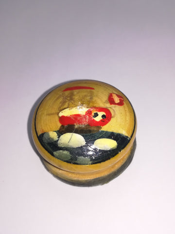 Miniature Round Wooden Container with Painted Design on Lid (Miniature, suitable for printer's tray)