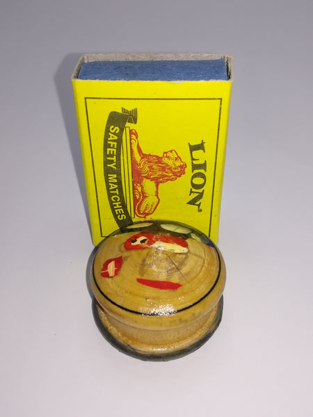 Miniature Round Wooden Container with Painted Design on Lid (Miniature, suitable for printer's tray)