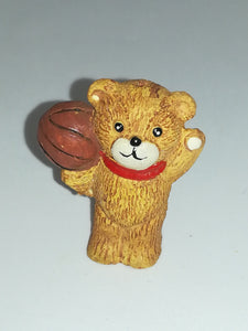 Miniature Ceramic Teddy Bear holding Basket Ball (Miniature, suitable for printer's tray)