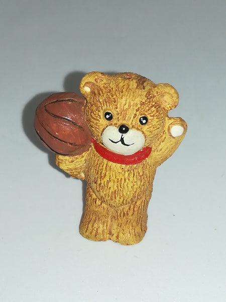 Miniature Ceramic Teddy Bear holding Basket Ball (Miniature, suitable for printer's tray)