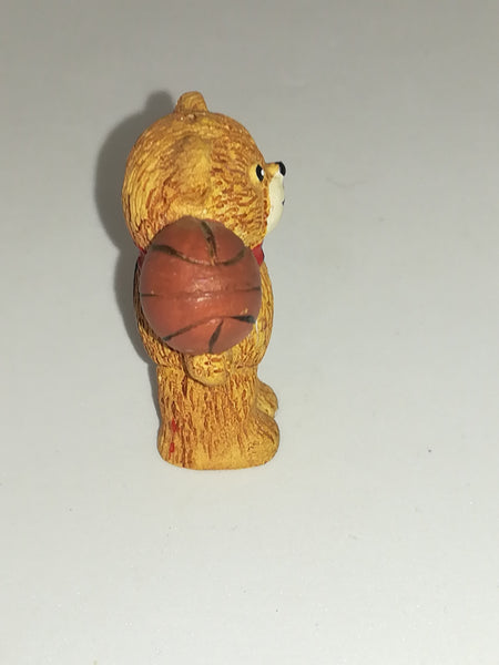 Miniature Ceramic Teddy Bear holding Basket Ball (Miniature, suitable for printer's tray)