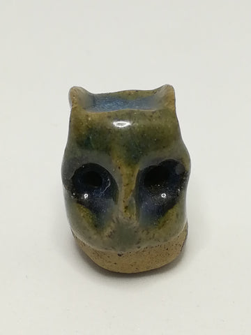 Miniature Ceramic Glazed Blue & Green Owl (Miniature, suitable for printer's tray)