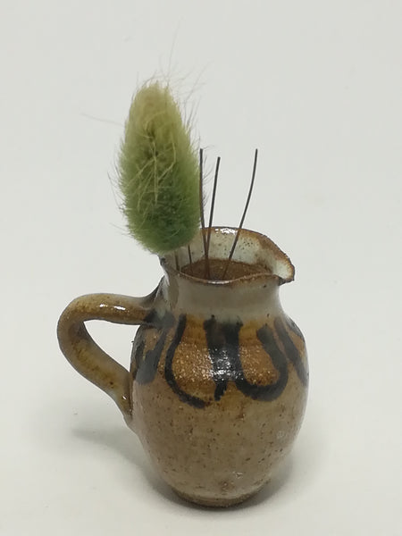 Miniature Ceramic Flower Jug with Feathery Grass Flower