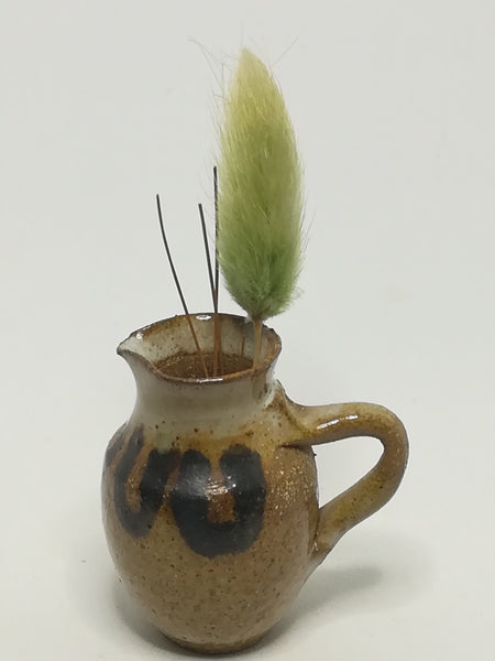 Miniature Ceramic Flower Jug with Feathery Grass Flower