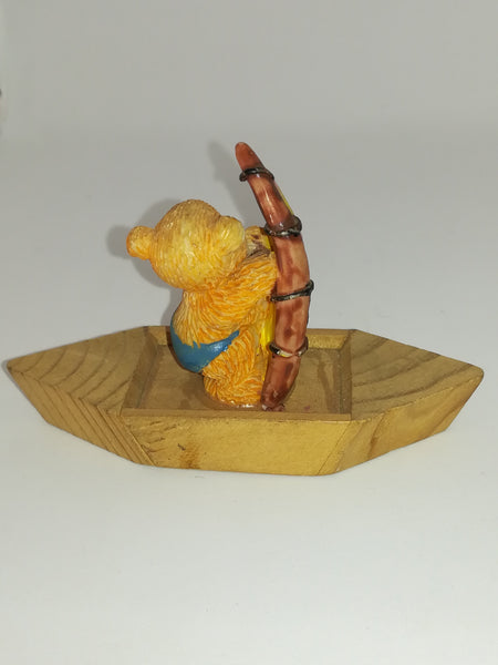 Miniature Bear in Canoe & Holding Surfboard (Miniature, suitable for printer's tray)