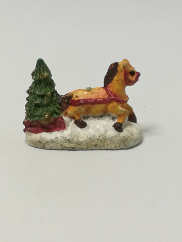 Miniature Reindeer Pulling Christmas Tree (Miniature, suitable for printer's tray)