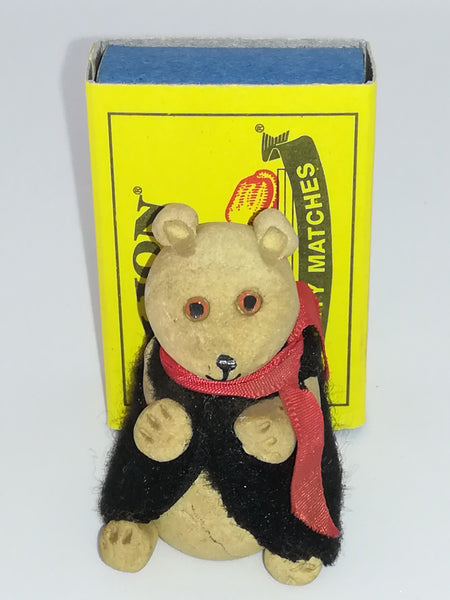 Miniature Clay Bear Wearing Black Coat & Red Scarf (Miniature, suitable for printer's tray)