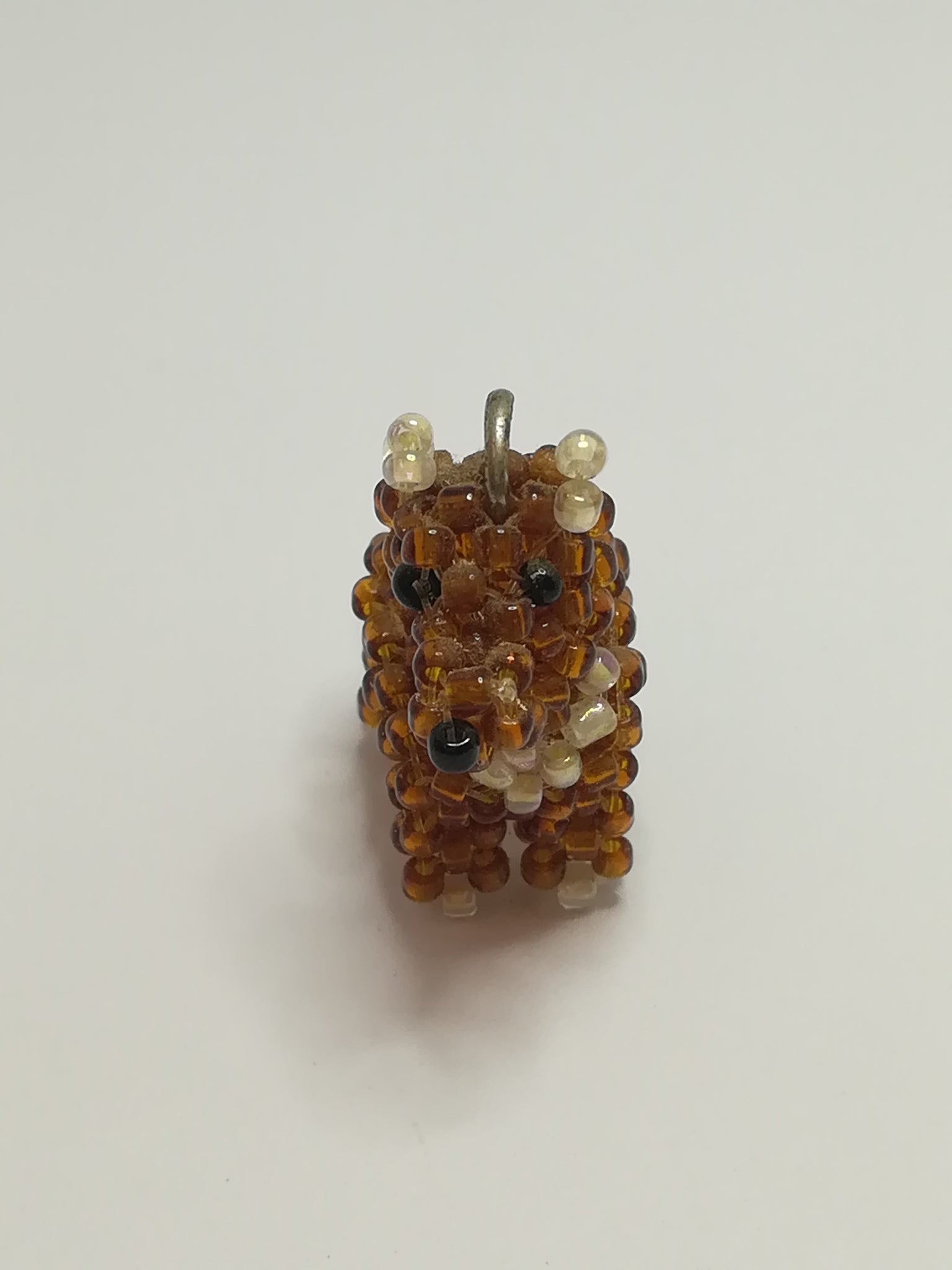 Miniature Brown & White Beaded Dog Keyring (Miniature, suitable for printer's tray)