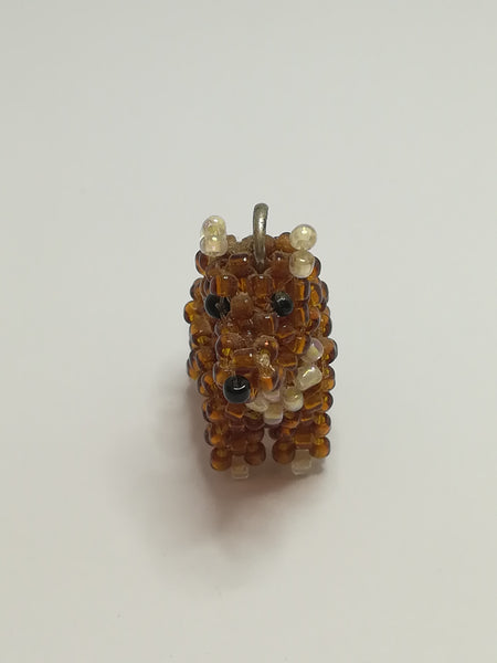 Miniature Brown & White Beaded Dog Keyring (Miniature, suitable for printer's tray)