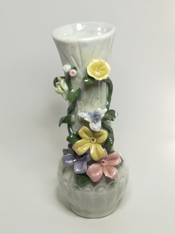 Medium Ceramic Vase with 3D Ceramic Flower Embellishment - Item 1