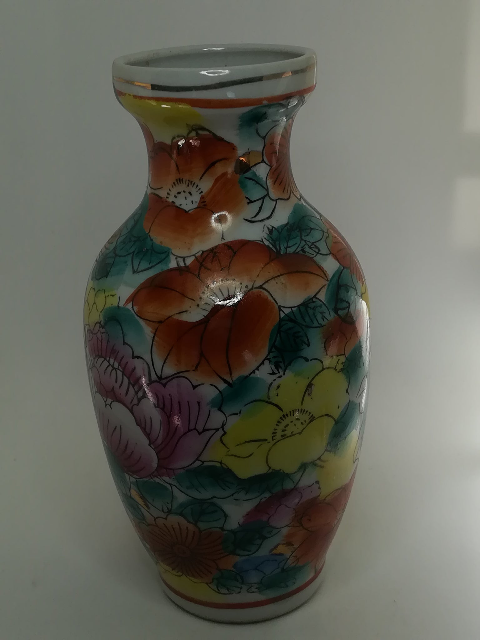 Medium Ceramic Vase with Flower Painting