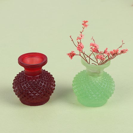 Miniature Dark Red Glass Faceted Vase (Miniature, suitable for printer's tray)