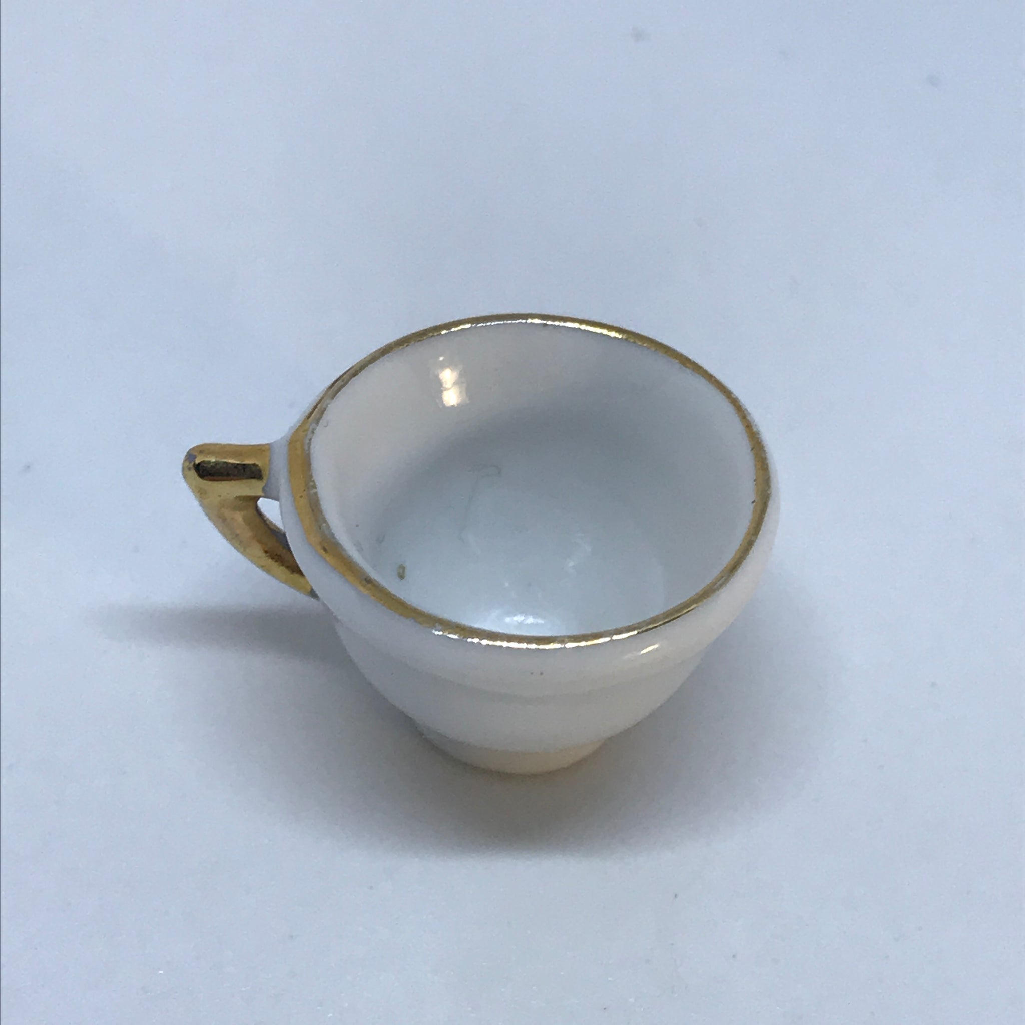 Miniature White Teacup with 'Gold' Trim (Miniature, suitable for printer's tray)