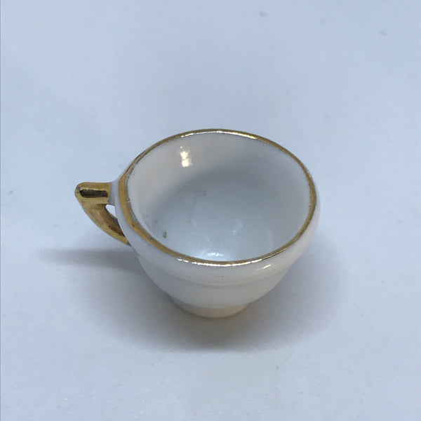 Miniature White Teacup with 'Gold' Trim (Miniature, suitable for printer's tray)