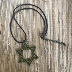 Necklace Star of David (Green Diamante)