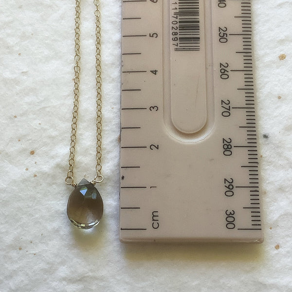 Smoky Quartz Briolette on 14k Gold Filled Chain