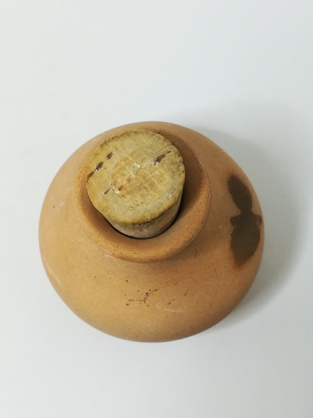 Small Clay Bottle & Cork with Leaf Design